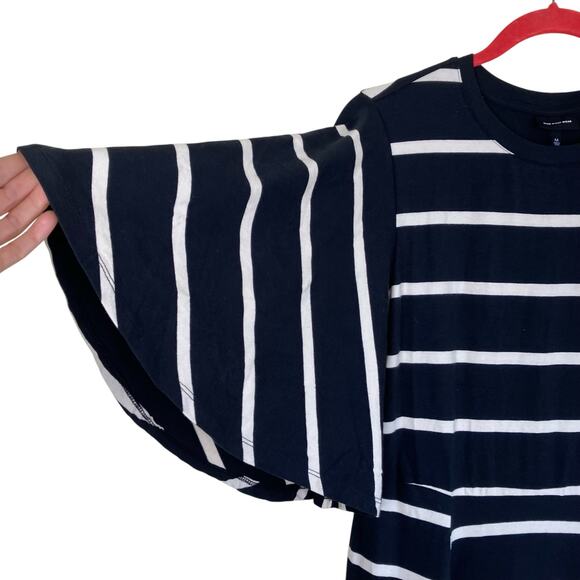 Who What Wear NWT Sz M Black & White Striped Midi Dress Butterfly Sleeves - Picture 5 of 15